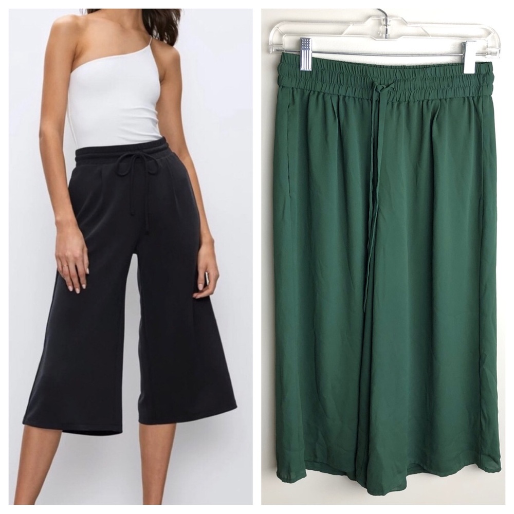 ARITZIA Babaton Green Luiz Cropped Wide Leg Pants